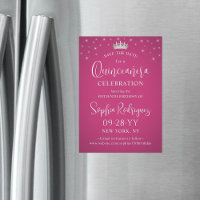 Quinceañera Salve a Data Elegante Fuschia Rosa