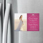 Convite Quinceañera Salve a Data Foto Fuschia Rosa<br><div class="desc">Compartilhe a alegre notícia de uma próxima comemoração de Quinceañera com fotos modernas de chic, para salvar a data de convites magnéticos. A imagem e toda a redação desta modelo são simples de personalizar, e o suporte magnético facilita a exibição da família e dos amigos. As cores e os estilos...</div>