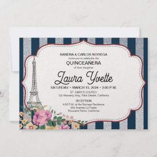Convite Quinceañera, Tema de Paris, Torre Eiffel