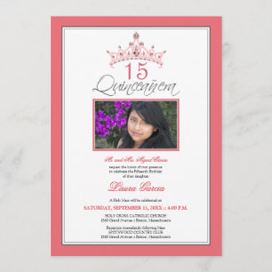 Convite Quinceanera Tiara Joia Rosa (rosa)