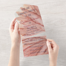 Convite Quinceañera Tudo em Um Rosa Bonito