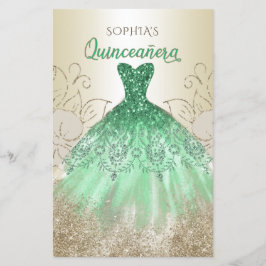 Convite Quinceañera, Vestido Verde de Orçamento