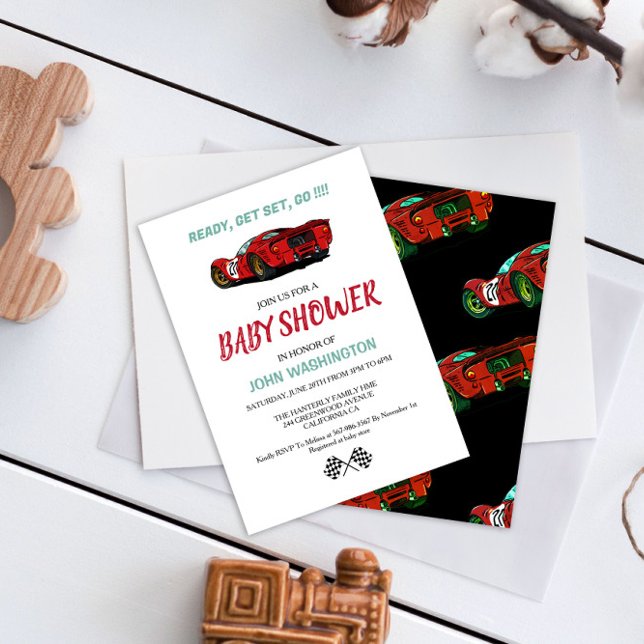 Convite Race Car Chá de fraldas (Criador carregado)