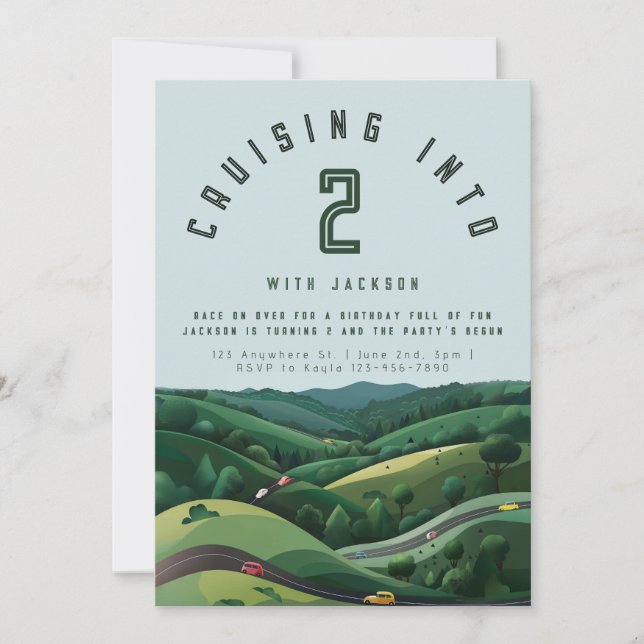 Convite Race Car segundo aniversário | Dois Rapaze (Frente)