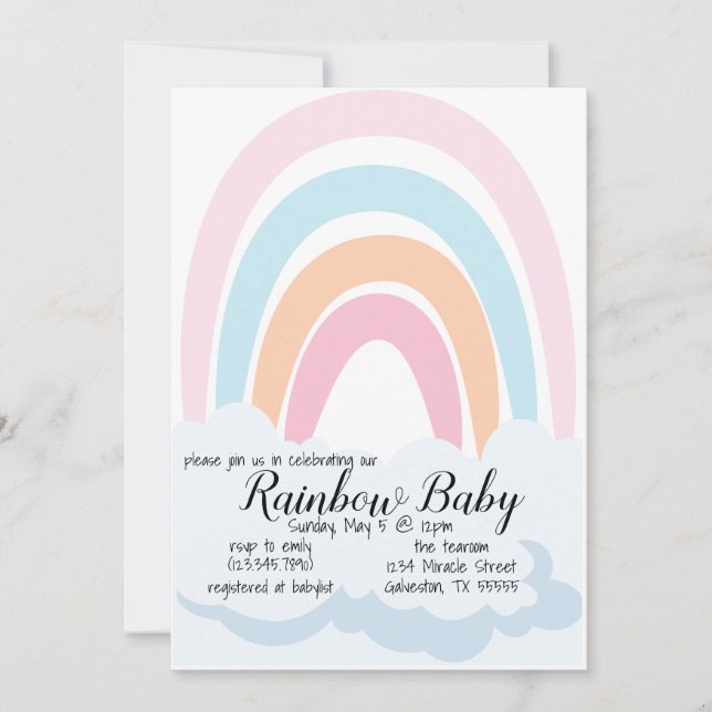 Convite Rainbow Baby Babyshower (Frente)
