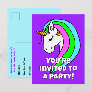 Convite Rainbow Unicorn