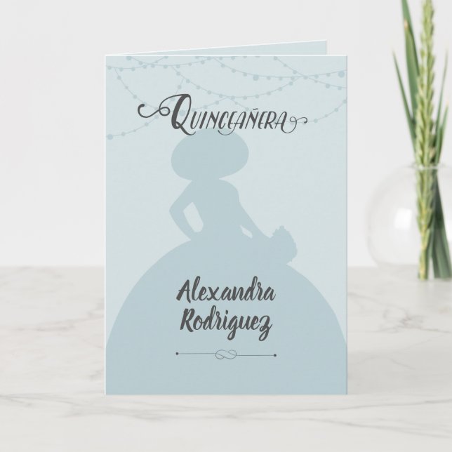 Convite Rainy Day Blue Charro Silhouette Quinceanera (Frente)