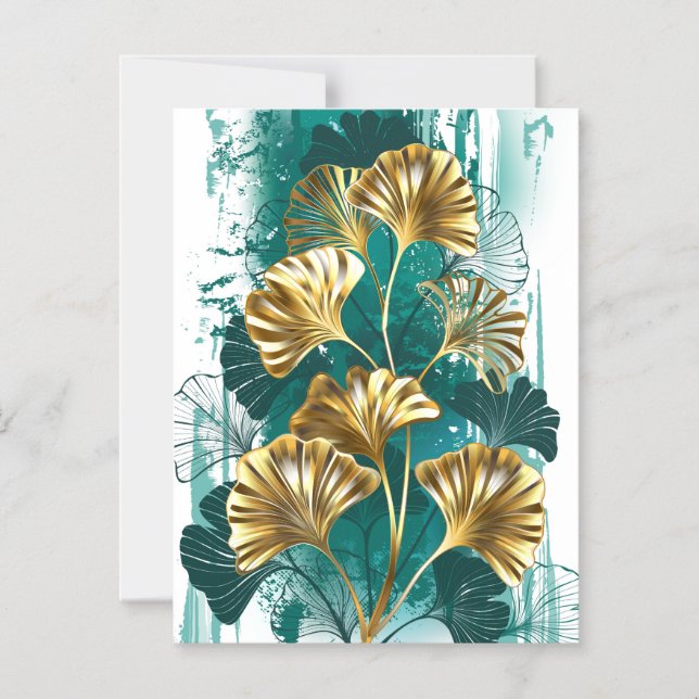 Convite Ramificação com Ouro deixa Ginko Biloba (Frente)