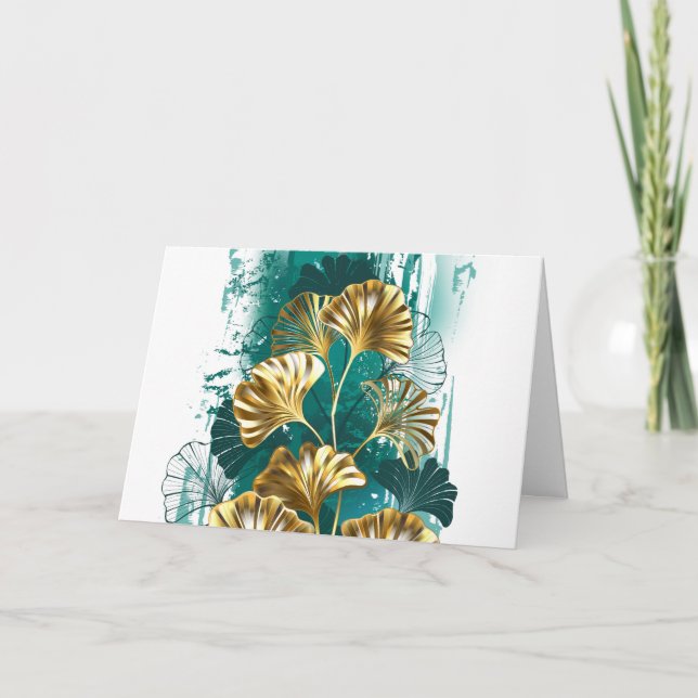 Convite Ramificação com Ouro deixa Ginko Biloba (Frente)