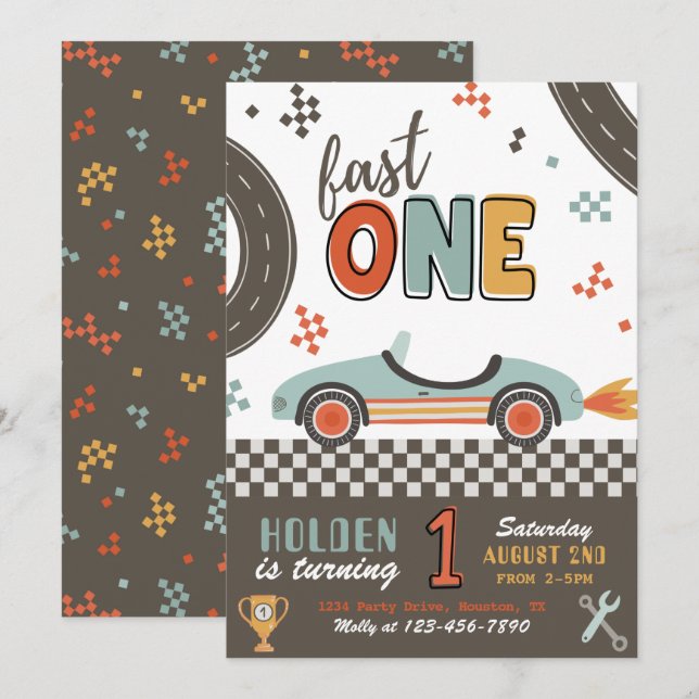 Convite Rápido de Um Aniversário | Convite para co (Frente/Verso)