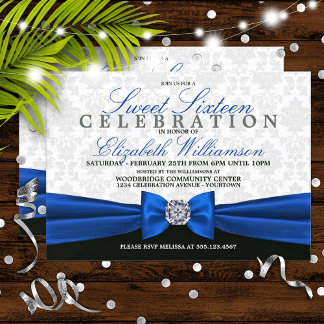 Convite Real Blue Formal Elegante Sweet 16
