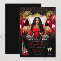 Convite Real de Aniversário para Balões Vermelhos 