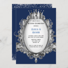 Convite Real de Casamento de Frame marinho Azul e 