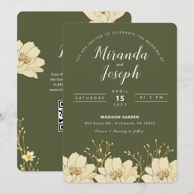 Convite Real para Casamento Elegante (Frente/Verso)