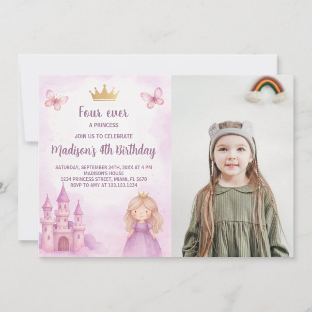 Convite Real Princesa Birthday (Frente)