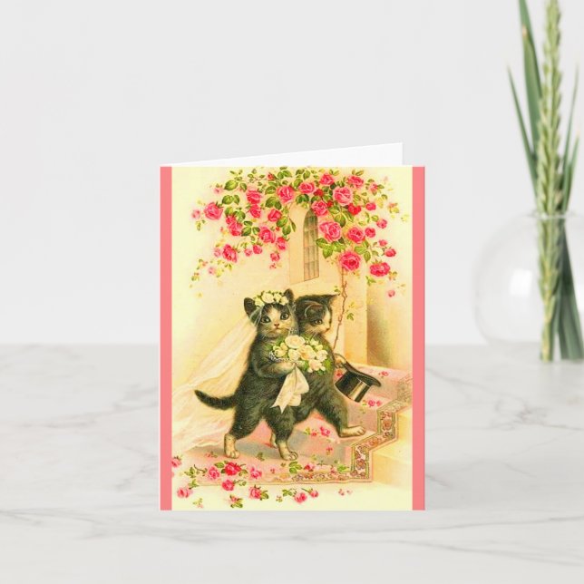Convite recém-casados com gatinho (Frente)