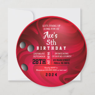 Convite Red Birthday, ROUND BOLA DE BOLICHE