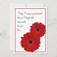 Convite Red Gerbera Daisy Wedding
