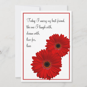 Convite Red Gerbera Daisy Wedding