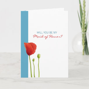 Convite Red Poppy aqua Seja minha Madrinha de casamento