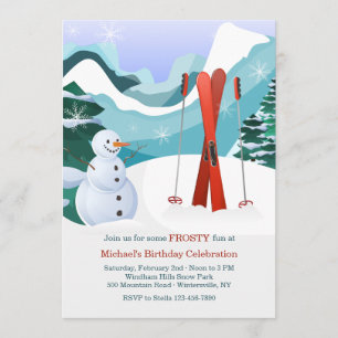 Convite Red Skis e Snowman