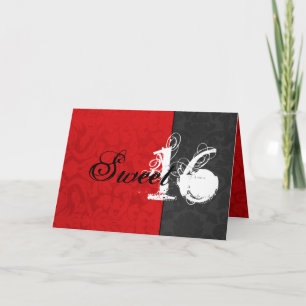 Convite Red Vintage e Black Happy Sweet Sessenta Card