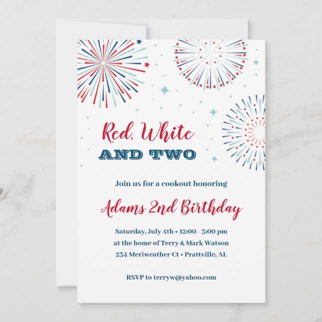 Convite Red, White e Two Birthday (Frente)