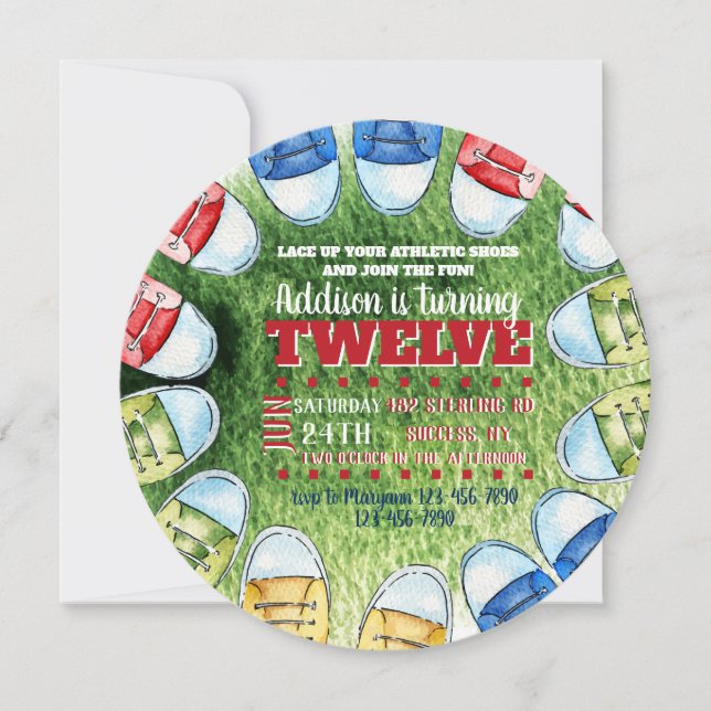 Convite Redondo de Calçados Athletic (Frente)