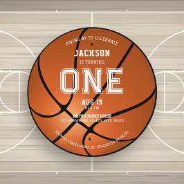 Convite redondo único de primeiro aniversario de b