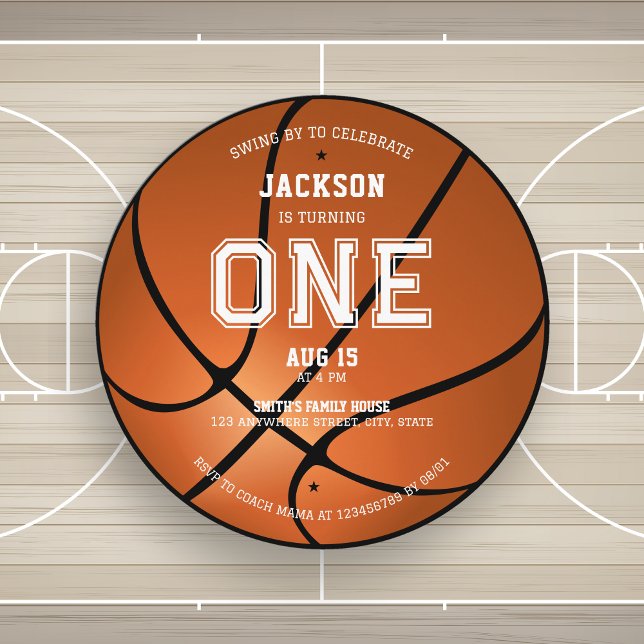 Convite redondo único de primeiro aniversario de b (Criador carregado)