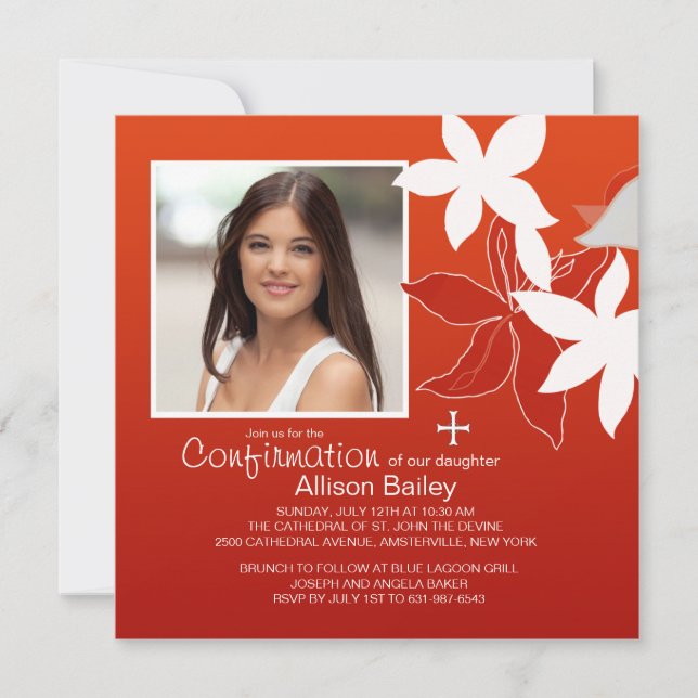 Convite religioso da foto do lírio da confirmação (Frente)