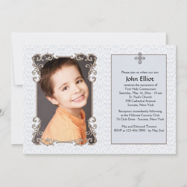 Convite Religioso para Fotografias Azul do Velho M (Frente)