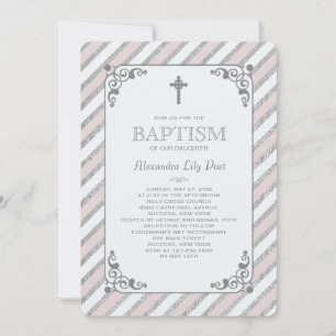 Convite Religioso Rosa De Impressão Silver