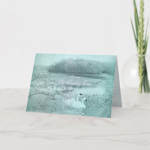 Convite RENEWING WEDDING VOWS INVITATION - Two Swans/Lake