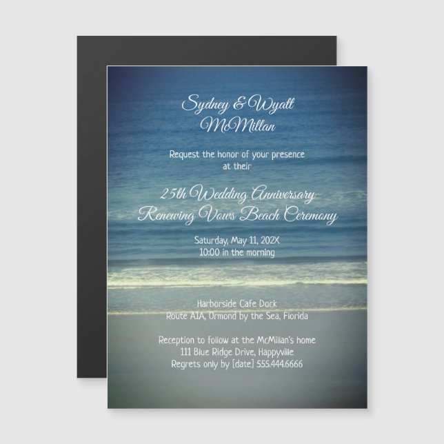 Convite Renovando Vows Beach Ceremony Ocean Background (Frente/Verso)