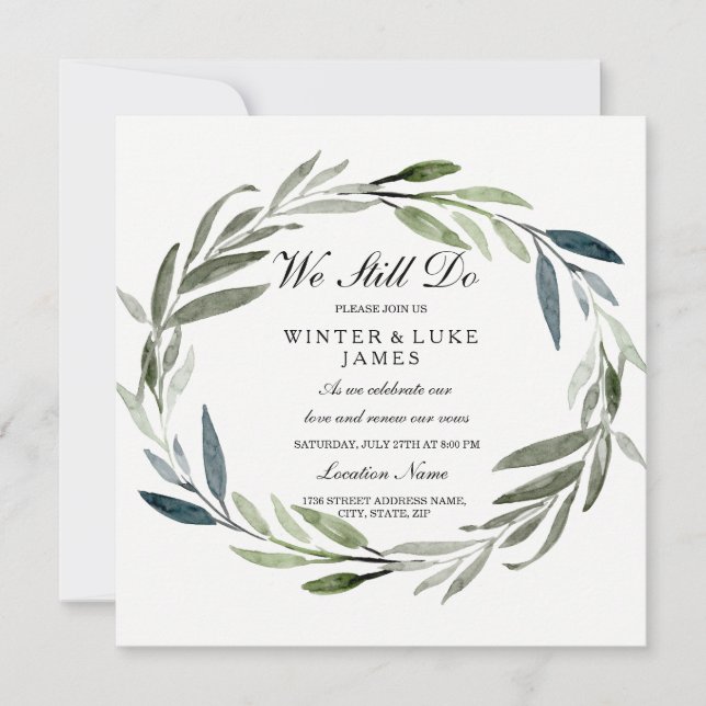 Convite Renovável de Verdadeiro Folha Verde (Frente)