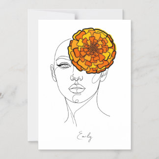 Convite Retrato Personalizado da Flor de Nascimento de Out