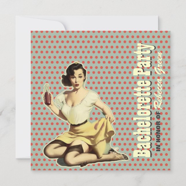 convite retro da festa de solteira do divertimento (Frente)