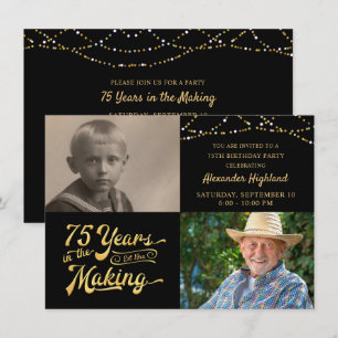 Convite Retro de Aniversário de 75 Anos Orçamento 