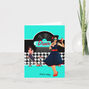 Convite Retro de verificação preto e branco do chá de jant