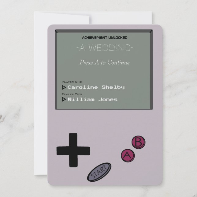 Convite retro do casamento do Gamer do vintage (Frente)