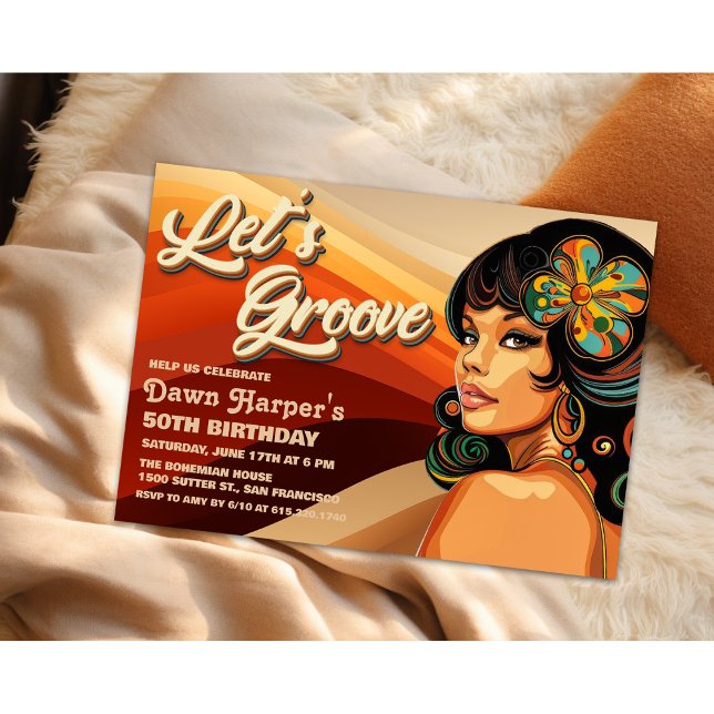 Convite Retro Groovy Anos 60 70 (Criador carregado)