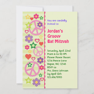 Convite Retro Groovy Bat Mitzvah