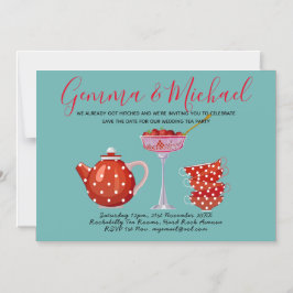 Convite Retro Salvar Data Festa de Chá de Casamento 1950 V