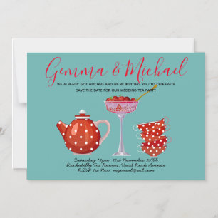 Convite Retro Salve a Data Festa do Chá de Casamento 1950 