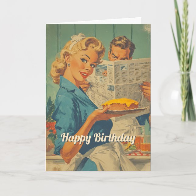 Convite Retro Torta e Charme de Papel (Frente)