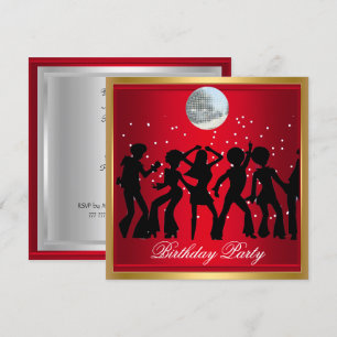 Convite retro vermelho para festa de aniversário D