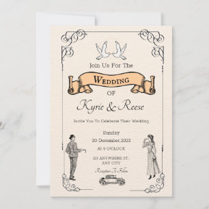 Convite Retroativo De Casamento De Vintagem Preta