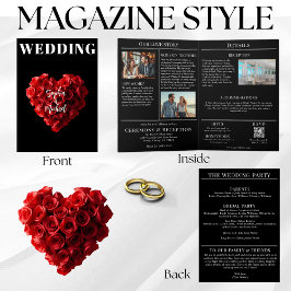 Convite Revista de Casamento Tudo em Um Rosas Vermelhas