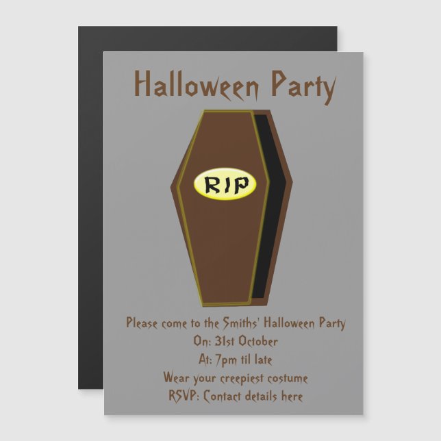 Convite RIP Halloween Coffin of Doom Party Invites (Frente/Verso)
